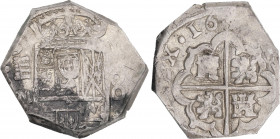 Spanish Monarchy
Philip IV
8 Reales. 165(9). SEGOVIA. M. MUY ESCASA. Anv.: Acueducto vertical 1 piso / M - Escudo - 8. 27,26 grs. Acuñación de Casa ...