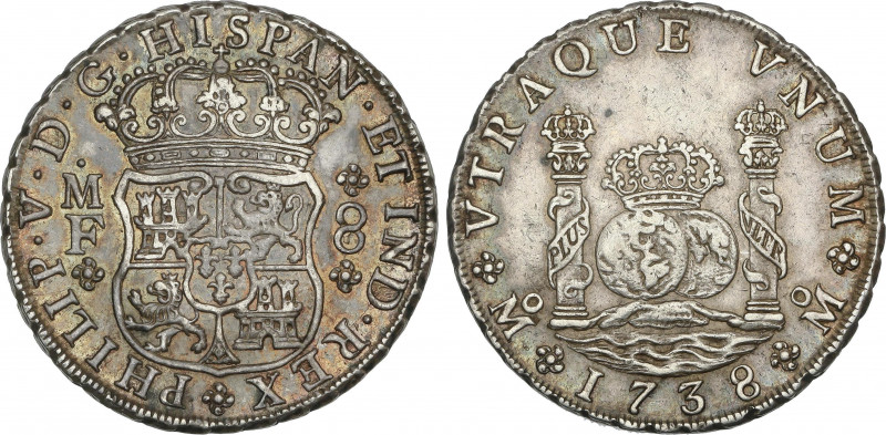 Spanish Monarchy
Philip V
8 Reales. 1738. MÉXICO. M.F. 26,92 grs. Columnario. ...