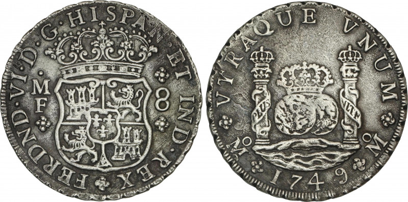 Spanish Monarchy
Ferdinand VI
8 Reales. 1749. MÉXICO. M.F. 26,44 grs. Columnar...