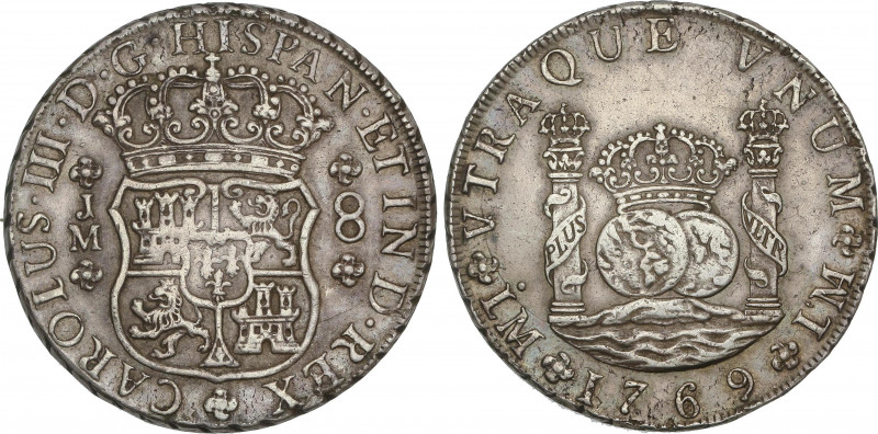 Spanish Monarchy
Charles III
8 Reales. 1769. LIMA. J.M. 26,92 grs. Columnario....