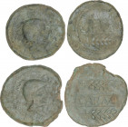 Celtiberian Coins
Lote 2 monedas As. 80 a.C. CARMO (CARMONA, Sevilla). Anv.: Cabeza con casco a derecha, dentro de láurea. Rev.: Dos espigas a derech...