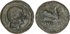 Celtiberian Coins
As. 120-20 a.C. CAISCATA. (CASCANTE, Navarra). Anv.: Cabeza barbada a derecha, delante letra ibérica Ca, detrás arado. Rev.: Jinete...