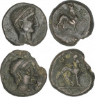 Celtiberian Coins
Lote 2 monedas As. 180 a.C. CASTULO (CAZLONA, Jaén)
 13,11 y 13,68 grs. AE. AB-700, 707. MBC- a MBC+.