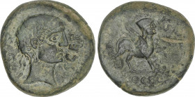 Celtiberian Coins
As. 180 a.C. CASTULO (CAZLONA, Jaén). Anv.: Cabeza masculina laureada a derecha, rodeada por SACAL ISCER. Rev.: Esfinge a derecha, ...