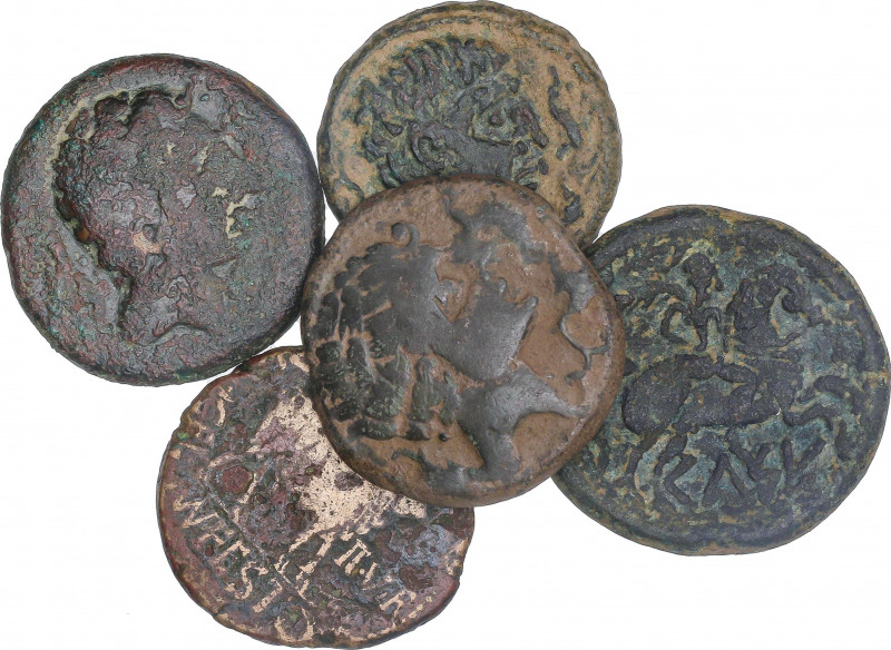 Celtiberian Coins
Lote 5 monedas As. CELSE (VELILLA DE EBRO, Zaragoza). AE. Cua...