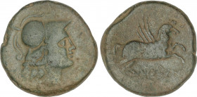 Celtiberian Coins
As. 130-90 a.C. UNTICESCEN (L´ESCALA EMPURIES, Girona). Anv.: Cabeza de Palas a derecha con casco. Rev.: Pegaso a derecha, debajo l...