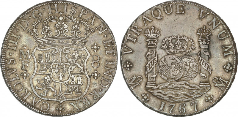 Spanish Monarchy
Charles III
8 Reales. 1767. MÉXICO. M.F. 26,94 grs. Columnari...