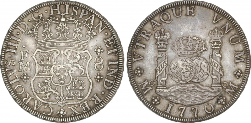 Spanish Monarchy
Charles III
8 Reales. 1770. MÉXICO. F.M. 26,87 grs. Columnari...