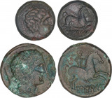 Celtiberian Coins
Lote 2 monedas Semis y As. 120-20 a.C. ILTIRCESCEN (SOLSONA, Lleida). Anv.: Cabeza masculina a derecha, detrás espiga. Rev.: El As ...