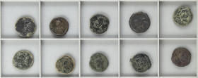 Celtiberian Coins
Lote 10 monedas As. 200-20 a.C. MALACA (MÁLAGA). AE. A EXAMINAR. AB-1727 var. (5), 1729 var. (2), 1730 var. (3). BC a MBC.