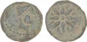 Celtiberian Coins
Sextante. 200-20 a.C. MALACA (MÁLAGA). Anv.: Cabeza de Vulcano a derecha con gorro puntiagudo fileteado con puntos, detrás leyenda ...