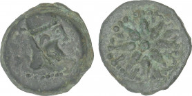 Celtiberian Coins
Sextante. 200-20 a.C. MALACA (MÁGALA). Anv.: Cabeza con casco rodeado a derecha, detrás leyenda neopúnica. Rev.: Estrella de diecis...