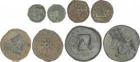 Celtiberian Coins
Lote 4 monedas Sextante, Cuadrante, Semis y As. 200-20 a.C. MALACA (MÁLAGA). AE. A EXAMINAR. AB-1729, 1733 var., 1737 var. 1744 var...