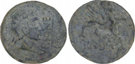 Celtiberian Coins
As. 50 a.C. URSONE (OSUNA, Sevilla). Anv.: Cabeza masculina laureada a derecha, delante VRSONE en linea. Rev.: Esfinge a derecha, d...