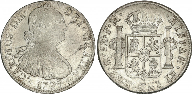 Spanish Monarchy
Charles IV
8 Reales. 1799. MÉXICO. F.M. 26,89 grs. AC-963. EB...