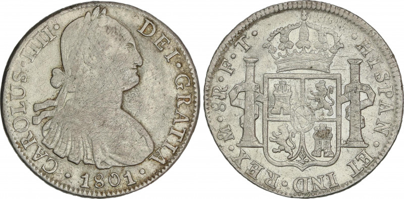 Spanish Monarchy
Charles IV
8 Reales. 1801. MÉXICO. F.T. 26,7 grs. (Rayas). AC...