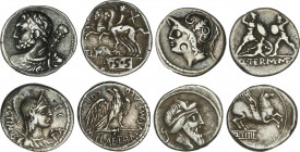 Roman Coins
Republic
Lote 4 monedas Denario. MINUCIA, PLAETORIA, QUINCTIA, TITIA. AR. Pátina. A EXAMINAR. FFC-928, 969, 1086, 1142. MBC- a MBC.