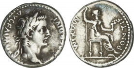Roman Coins
Empire
Denario. Acuñada el 14-37 d.C. TIBERIO. Anv.: TI. CAESAR DIVI AVG. F. AVGVSTVS. Cabeza laureada de Tiberio a derecha. Rev.: PONTI...