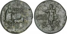 Roman Coins
Empire
Dupondio. Acuñada el 37-41 d.C. GERMÁNICO. Anv.: GERMANICVS CAESAR. Germánico en cuadriga a derecha. Rev.: SIGNIS RECEPT. DEVICTI...