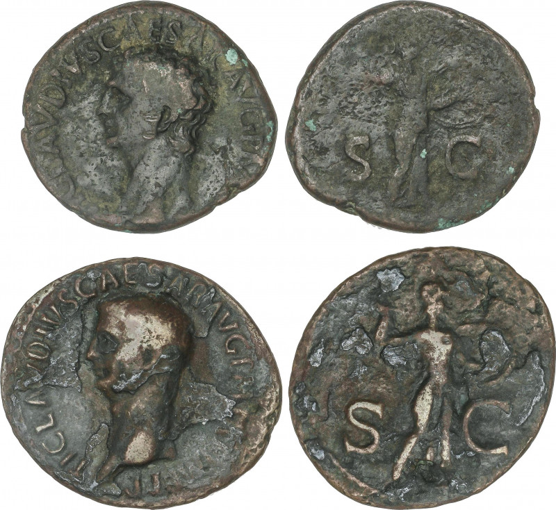Roman Coins
Empire
Lote 2 monedas As. Acuñada el 41 d.C. CLAUDIO. Anv.: TI. CL...