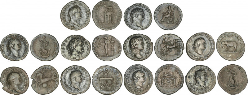 Roman Coins
Empire
Lote 10 monedas Denario. Acuñadas el 79-81 d.C. TITO. AR. U...