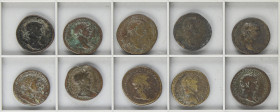 Roman Coins
Empire
Lote 10 monedas Sestercio. Acuñada el 98-117 d.C. TRAJANO. AE. A EXAMINAR. BC a MBC-.