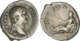 Roman Coins
Empire
Denario. Acuñada el 134-138 d.C. ADRIANO. Anv.: HADRIANVS AVG. COS. III P. P. Cabeza descubierta de Adriano a derecha. Rev.: HISP...