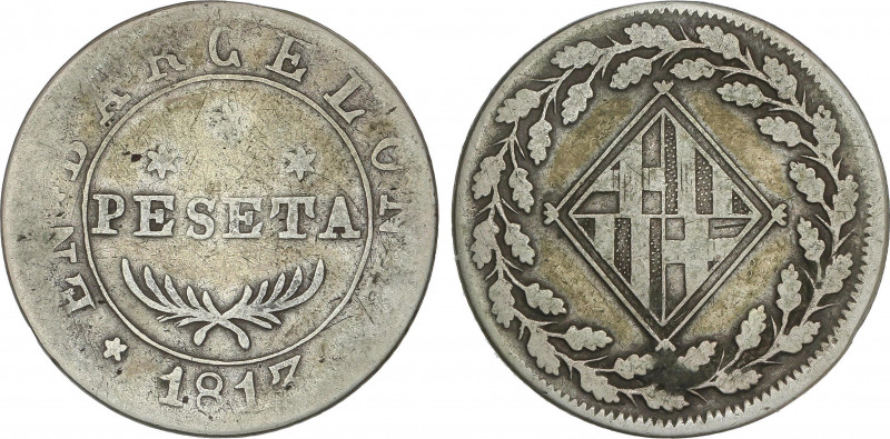 Spanish Monarchy
Napoleonic Occupation of Catalonia
1 Peseta. 1813. BARCELONA....