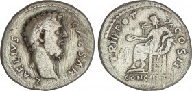 Roman Coins
Empire
Denario. Acuñada el 137 d.C. AELIO. Anv.: L. AELIVS CAESAR. Busto descubierto a derecha. Rev.: TR. POT. COS. II. Concordia sentad...