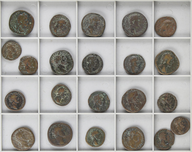 Roman Coins
Empire
Lote 22 monedas As, Dupondio, Sestercio. Acuñadas el 138-16...