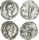 Roman Coins
Empire
Lote 2 monedas Denario. ANTONINO PÍO. COS. (IIII). Vesta en pie a izquierda con pátera, delante un altar y COS. IIII. Equidad en ...