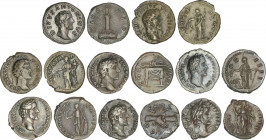 Roman Coins
Empire
Lote 8 monedas Denario. Acuñadas el 138-161 d.C. ANTONINO PÍO. AR. A EXAMINAR. BC a MBC.