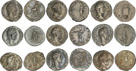 Roman Coins
Empire
Lote 9 monedas Denario. Acunadas el 180-192 d.C. CÓMODO. AR. A EXAMINAR. BC a MBC.