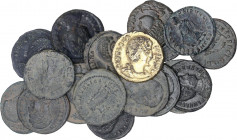 Roman Coins
Empire
Lote 19 monedas Follis 19 mm. Acuñadas el 326-327 d.C. ELENA. Anv.: FL. HELENA AVGVSTA. Busto a derecha. Rev.: SECVRITAS REI PVBL...