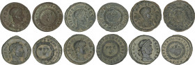 Roman Coins
Empire
Lote 6 monedas Follis 19 mm. Acuñadas el 320-321 d.C. CRISPO. AQUILEIA, ARELATE (2), SISCIA (2), TICINUM. Rev.: CAESARVM NOSTRORV...
