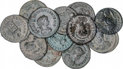 Roman Coins
Empire
Lote 12 monedas Follis. Acuñadas el 321-323 d.C. CONSTANTINO II. Rev.: BEATA TRANQUILLITAS. Globo en altar con inscripción VOTIS/...