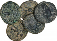 Roman Coins
Empire
Lote 5 monedas Centenional. Acuñadas el 350-353 d.C. MAGNENCIO. ARELATE, LUGDUNUM y TREVERI (3). ESCASAS. Anv.: IM. CAE. MAGNENTI...