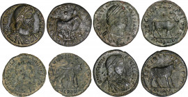 Roman Coins
Empire
Lote 4 monedas Doble Maiorina. Acuñadas el 360-363 d.C. JULIANO II EL APÓSTATA. ARELATE, LUGDUNUM (2) y NICOMEDIA. Anv.: D.N. FL....