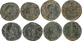 Roman Coins
Empire
Lote 4 monedas Maiorina reducida 22 mm. Acuñadas el 378-383 d.C. VALENTINIANO II. ANTIOQUIA (2), AQUILEIA y ROMA. Anv.: D.N. VALE...