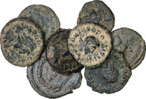 Roman Coins
Empire
Lote 8 monedas Fracción de Centenional (7) y 1/2 Centenional. Acuñadas el 378-388 a.C. TEODOSIO I. AE. Diversas Cecas. Las Fracci...