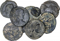 Roman Coins
Empire
Lote 9 monedas Fracción de Centenional y Maiorina (8). Acuñadas el 383-388 d.C. MAGNO MÁXIMO. ARELATE (3), LUGDUNUM, TREVERI (2)....