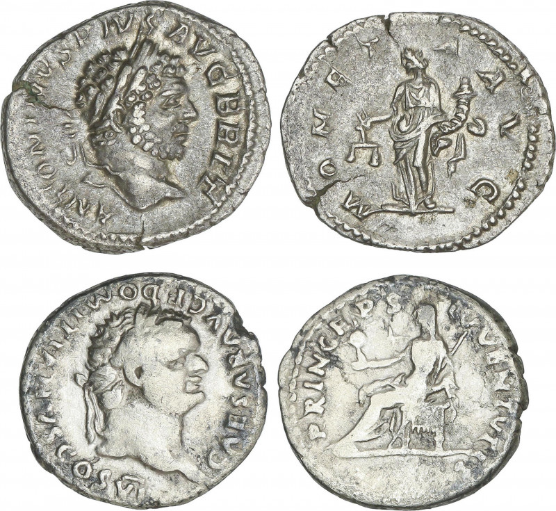 Roman Empire Lots
Lote 2 monedas Denario. TITO y CÓMODO. AR. Tito: PRINCEPS IVV...