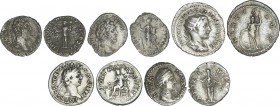 Roman Empire Lots
Lote 4 monedas Denario (3) y Antoniniano. FAUSTINA MADRE, TRAJANO, ANTONINO PÍO y GORDIANO III. A EXAMINAR. MBC- a MBC+.