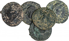 Roman Empire Lots
Lote 5 monedas Centenional 17 mm. Acuñadas el 367-375 a.C. GRACIANO. ARELATE, ROMA (3) y TESALONICA. Rev.: GLORIA NOVI SAECVLI. PCO...