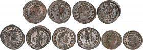 Roman Empire Lots
Lote 5 monedas Follis. Acuñadas el 299-313 d.C. GALERIO MAXIMIANO (4) y CONSTANTINO I. AE. Galerio Maximiano: Se-14363; C-65, 65 si...