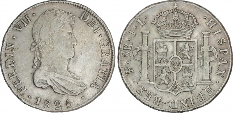 Spanish Monarchy
Ferdinand VII
8 Reales. 1825. POTOSÍ. J.L. 26,93 grs. AC-1394...