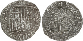 Spanish Monarchy
Ferdinand and Isabella
2 Reales. SEVILLA. Anv.: S- Escudo-II. Rev.: ¶en campo. 6,4 grs. AR. (Oxidaciones). AC-523. MBC.