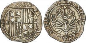 Spanish Monarchy
Ferdinand and Isabella
4 Reales. SEVILLA. Anv.: S-Escudo-IIII. Rev.: P en campo. 6 flechas. 13,55 grs. (Leve pátina). AC-564. MBC.