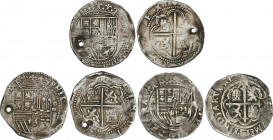 Spanish Monarchy
Philip II
Lote 3 monedas 4 Reales. MÉXICO y CECAS NO VISIBLES. (Un par con perforaciones). A EXAMINAR. BC+ a MBC-.