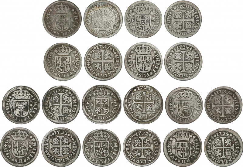 Spanish Monarchy
Philip V
Lote 10 monedas 1/2 Real. 1726, 1732, 1733 (4), 1734...